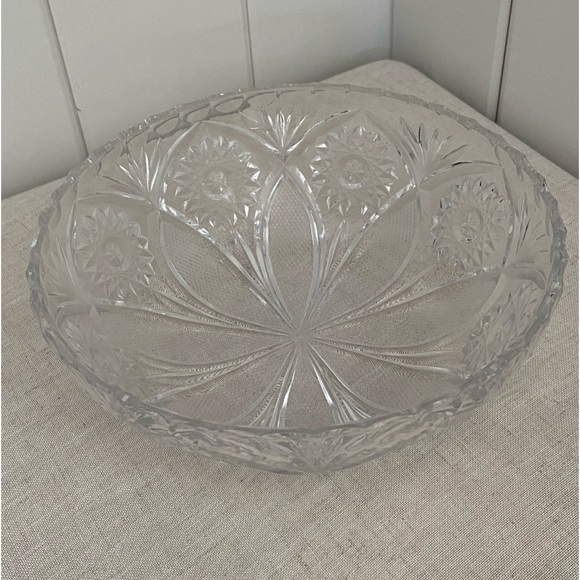 Vintage glass fruit bowl MCM Anchor Hocking starburst medallion pressed glass - Picture 1 of 16